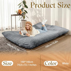 Honeydak 3 in 1 Giant Bean Bag Cover Only(No Filler) Rectangle Stuffed Animal Storage Bean Bag Chair Cover Soft Washable Large Storage Beanbag Adult Plush Toy Clothe Pillow(Light Grey,Rabbit Fur)