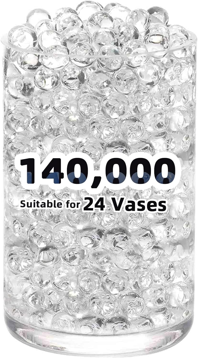 FALAMON 140,000 Clear Beads for Vases, Transparent Vase Filler, Christmas Decoration, Wedding Centerpiece, Floating Candles, Floral Decoration