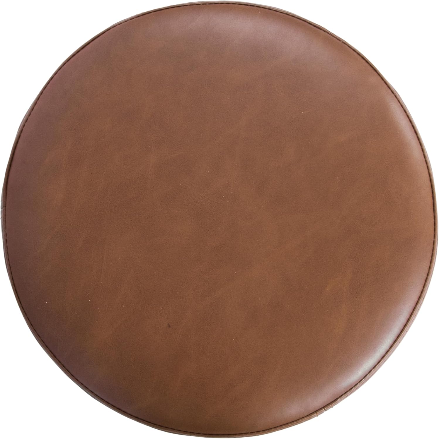 Spatial Order Faux Leather Organic Shape Ottoman (No Lid, Seat Only) | HomePop Home Décor | Round Pouf Foot Rest – Chestnut Faux Leather Faux Leather