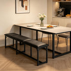 MAHANCRIS Dining Bench, 47.2 Inch Dining Room Bench | Entryway Bench with Metal Frame, PU Leather Padded Seat, for Kitchen, Living Room, Hallway, Living Room, Black TBBK06R01