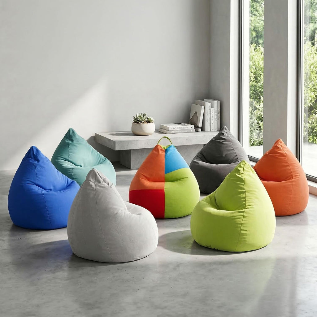 Gouchee Home Easy Collection Contemporary Polyester Upholstered Oversized Bean Bag Chair, Emerald