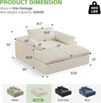 HUBSON 69" Oversized Boneless Chaise Lounge Chair Indoor, Comfy Deep Seat Sleeper Lounge Couch, Upholstered Chenille Cloud Chairs for Living Room, Bedroom, Apartment, No Assembly Required, Beige