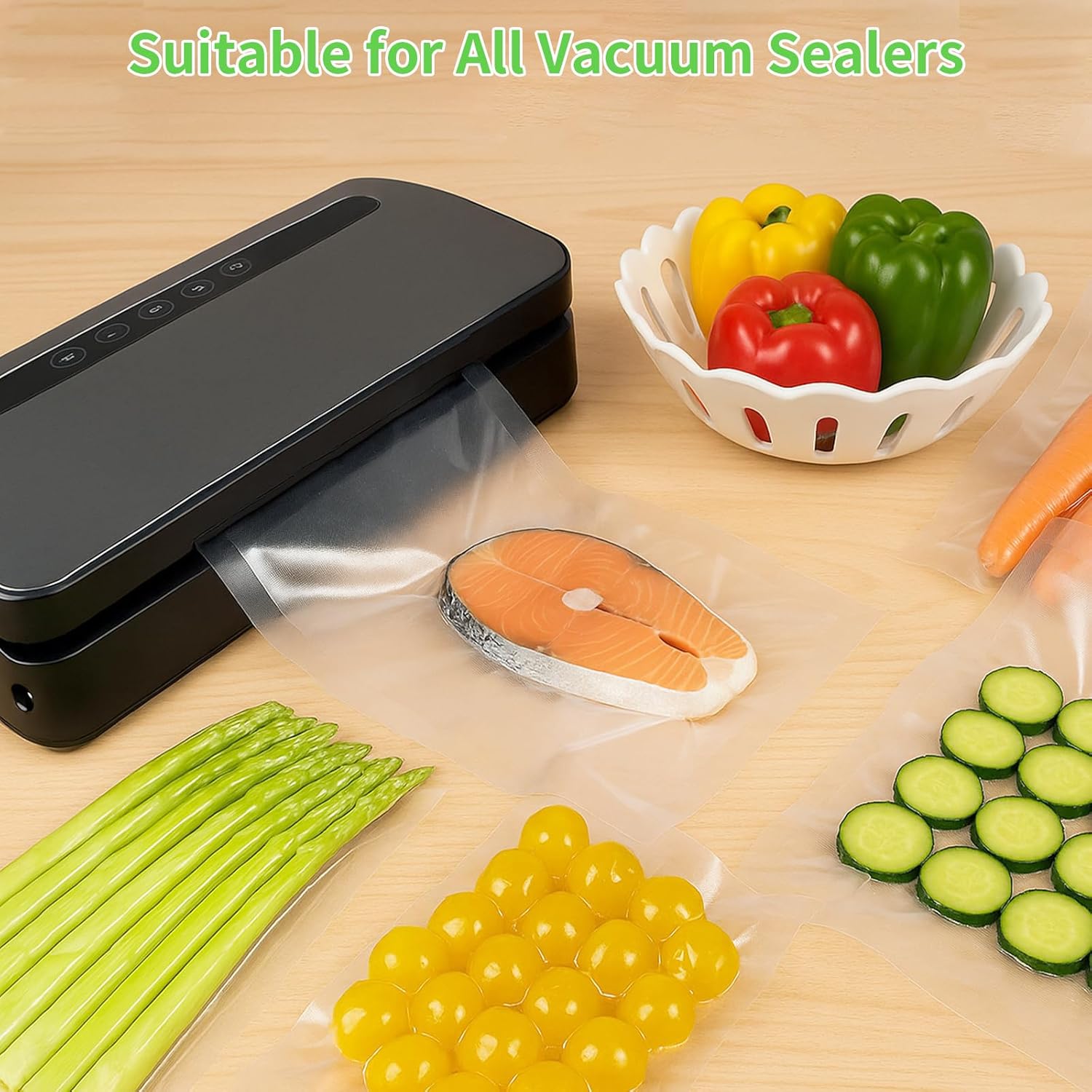 MakMeFre (Total 150Feet) 11” x 150’ Vacuum Sealer Bags Rolls with BPA Free,Heavy Duty Vacuum Food Sealer Storage Bags Rolls,Cut to Size Roll,Great for Sous Vide