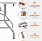 Folding Table 6FT 350 LBS Heavy Duty Foldable Table with 18% Thicker HDPE Waterproof Top, Portable Fold in Half with Handle, Reinforced Steel Frame for Indoor Outdoor Party Events