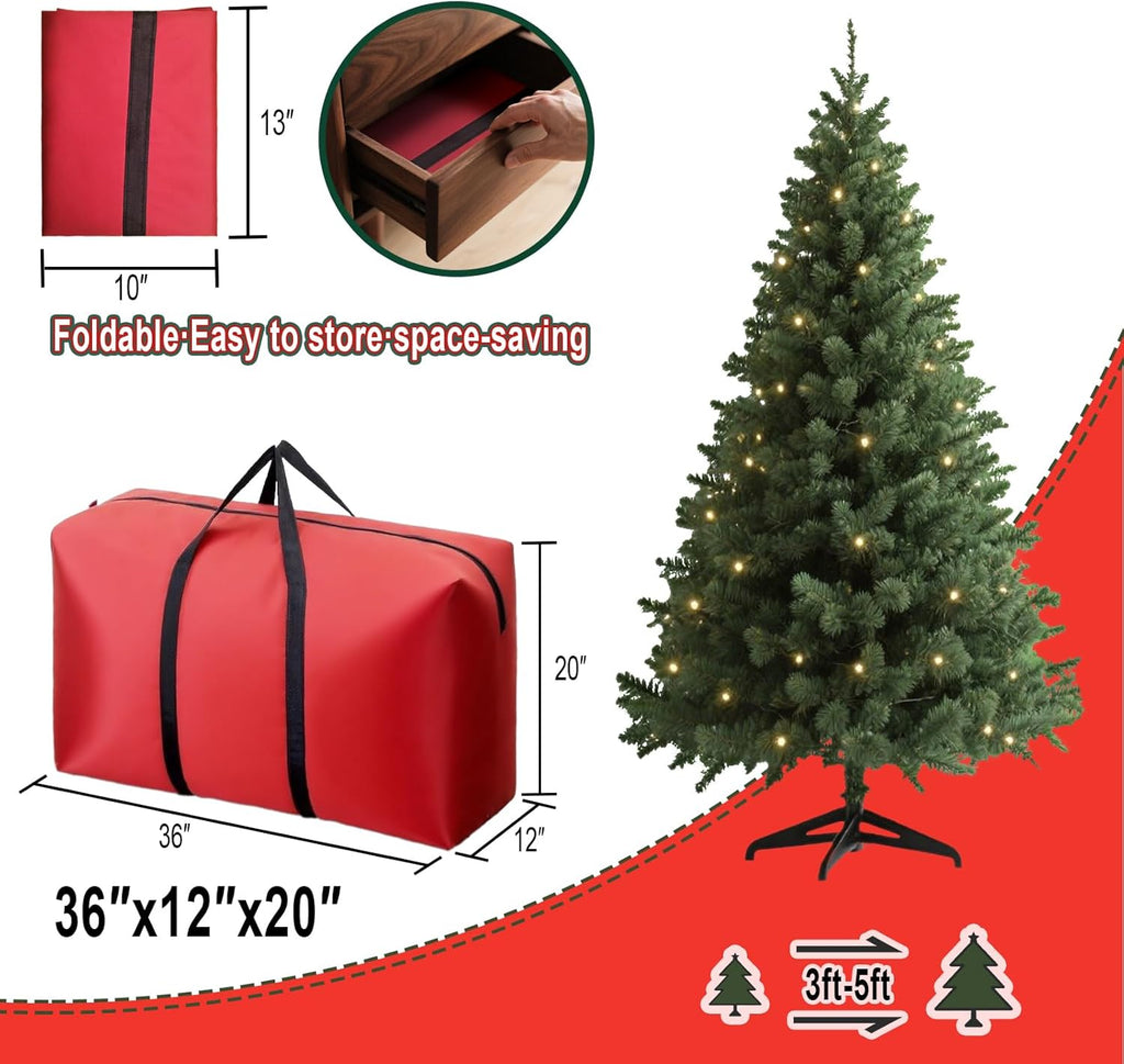 Small Christmas Tree Storage Bag Heavy Duty 3FT/4FT/5FT Christmas Tree Bag for Detachable Christmas Tree 600D Oxford Waterproof Dusty-Proof with 2 Reinforced Handle,Large Zipper Opening
