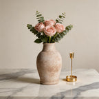 Ceramic Flower Vase 8.3（inc） Gray Rustic Farmhouse Decor Living Room Home Decor Bedroom Decorations for House Book Shelf Office Coffee Desk Dining Fireplace Floor vase