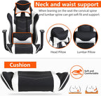 Gaming Chair, High Back PU Leather Gaming Chairs Computer Chair with Headrest & Lumbar Support, Height Adjustable Wide Seat Gaming Chairs for Adults, Game Chair with Footrest & Armrest