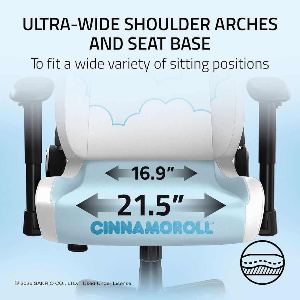 Razer Iskur V2 X NewGen Ergonomic Gaming Chair — Built-in Lumbar Support, Cooltouch Gen-2 EPU Leather, Ultra-Wide Seat Base, Adjustable 152 Degree Recline, Foam Cushions — Cinnamoroll Edition
