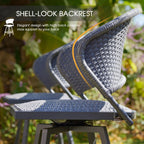 VICLLAX Patio Bar Stool Chairs with Footrests and Padded Seat, Counter Height Swivel Patio Chairs Set of 2, Grey Woven Wicker Swivel Bar Stools for Lawn Garden