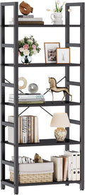 DUMOS 5-Tier Bookshelf, Modern Tall Bookcase, Open Storage Display Shelf for Living Room, Bedroom, Home Office, Narrow Standing Shelving Unit for Books, CDs, Décor，Modern Black