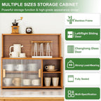 Modern Kitchen Storage Pantry Cabinet with Glass Doors & Adjustable Shelves Coffee Bar Microwave Stand Hutch Buffet Sideboard Living Room Cabinets Bakers Rack 24x26in