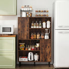 Giantex 47-Inches Storage Cabinet with Doors, Open Shelves, Anti-Tipping Device, 4-Tier Bookcase for Books & Photos, Tall Cupboard, Floor Cabinet for Living Room, Kitchen Buffet Sideboard (Brown)