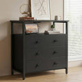 Edbuosy 27" Wide Nightstand with Charging Station & 3 Drawer, Black | Small Dresser for Closet, 2 AC Outlets & 2 USB Ports, Open Shelf, Adjustable Feet, Wood Nightstand for Living Room or Bedroom