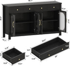 Sideboard Buffet Cabinet with Storage, 56" Buffet Table Coffee Bar Cabinet with Drawers and Glass Doors for Kitchen
