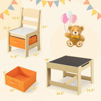 Costzon Kids Table and Chairs, Multifunctional Wooden Toddler Activity Desk Set w/Reversible Tabletop, Storage Drawers and Bookshelves for Drawing, Reading, Crafts, Toddler Table and Chair Set