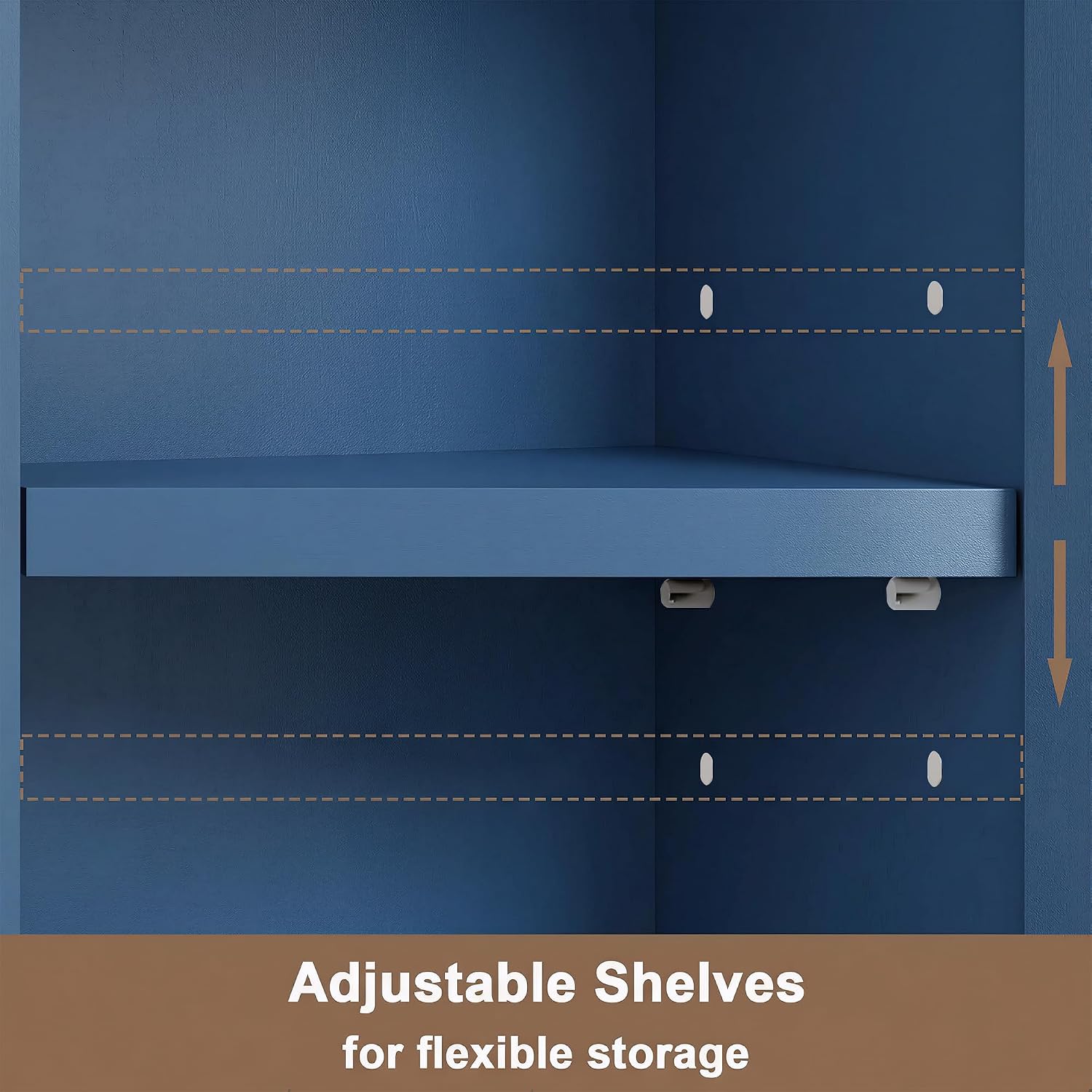 ChooChoo Narrow Bathroom Storage Cabinet with Adjustable Shelves, Tall Storage Cabinet with 2 Doors and 1 Drawer, Freestanding Cupboard for Small Spaces, Blue