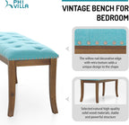 PHI VILLA Bench for Bedroom End of Bed - Dining Bench with Sturdy Wood Legs, Extra-Long Upholstered Tufted Bed Bench Seat, Farmhouse Entryway Bench