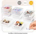 Clear Stackable Desk Organizer & Paper Clip Holder, 4 Pack - Small Desktop & Drawer Organizers for Paperclips, Binder Clips, Hair Ties, Jewelry, Pins, Multi-Purpose Storage for Office, Home & School