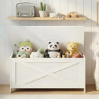 MAHANCRIS 39.4" Toy Chest, Sturdy Entryway Storage Chest with Safety Hinges, Retro Toy Box, Wooden Look Accent Furniture for Living Room, Bedroom, White SCWT48101Z1