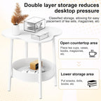 Small Coffee Table, 2 Tier Flower Shaped Desktop Accent Table, Modern Couch Bedside End Tables, Nightstand for Bedroom or Living Room, Small Spaces Display Side Tables White