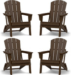 Folding Adirondack Chair Set of 4, Lightweight - Portable HDPE Patio Chair, All-Weather Space-Saving Foldable Fire Pit Seating for Camping, Backyard, Deck-Coffee