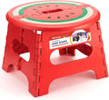 ACSTEP 9 Inch Folding Step Stool for Kids, Sturdy Collapsible Step Stool Foldable Up to 300 lbs for Toddlers, Non Slip Foot Stools with Handle for Kitchen, Bathroom, Bedroom, Outdoor, Watermelon Red
