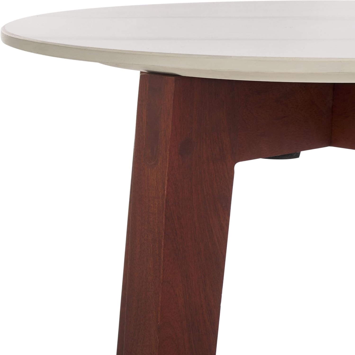 SAFAVIEH Home Collection - Helley Accent Table, White Ceramic Faux Marble Round Top with Walnut Brown Base, Fully Assembled (ACC2915A)