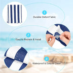 M METERXITY Beach Sling Chair Replacement Canvas, 16x44.5 Inch Folding Lounge Chair Fabric for Beach/Sunbathing/Courtyard/Garden, Outdoor Furniture Cloth [Striped Dark Blue, Only Replacement]