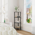 IBUYKE 4-Tier Corner Shelf,Stylish Corner Bookshelf for Small Spaces,Industrial Corner Storage Display Shelves,Small Corner Table for Bedroom,Bathroom,Kitchen, Black WBC019B