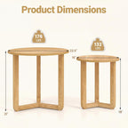 Tangkula Round Nesting Coffee Table Set of 2, Farmhouse End Tables with Solid Rubber Wood Tripod Legs, Compact Sofa Side Tables for Living Room Bedroom Small Spaces (Natural)
