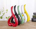 VanEnjoy 10 inches Heart Shaped Ceramic Vase Statues, Decorative Vase Home Decoration Furnishing Pottery (red)