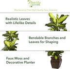 Nearly Natural Artificial Dieffenbachia, Floor Plant Faux Greenery With Decorative Planter For Indoor Home Decor
