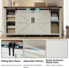 LUXOAK 60" Sideboard Buffet Cabinet with Storage Drawers for Kitchen, Dining Room, Rustic White