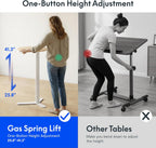 FLEXISPOT Gas Spring Adjustable Bar Table with One-Touch Lift, Flexible Height 25.8"–41.3", 19.7" Round High-Top Pub Table for Balcony, Kitchen, Apartment & Small Spaces (Light Oak)