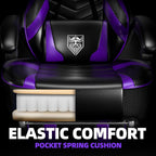 Vonesse Gaming Chair, Big and Tall Gaming Chair with Footrest and Massage, Gaming Chairs for Adults with Lumbar Support, Ergonomic High Back Computer Chair with Pocket Spring Cushion (Purple/Black)