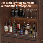 JUESHA 2 Tier Liquor Bottle Display Shelf, 15" Acrylic Bar Shelves Stand for Countertop, Step Alcohol Bottle Organizer for Wine Drinks Whiskey Bar Display (Patent: D1076520s)
