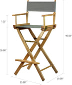 Casual Home 30" Director's Chair Natural Frame-with Grey Canvas, Bar Height