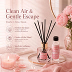 Airkeep Reed Diffuser Set with Refill & 8 Reed Sticks, 6.96 fl oz Pink Sands Home Fragrance, Long Lasting Aromatherapy Diffuser for Bedroom, Bathroom & Living Room