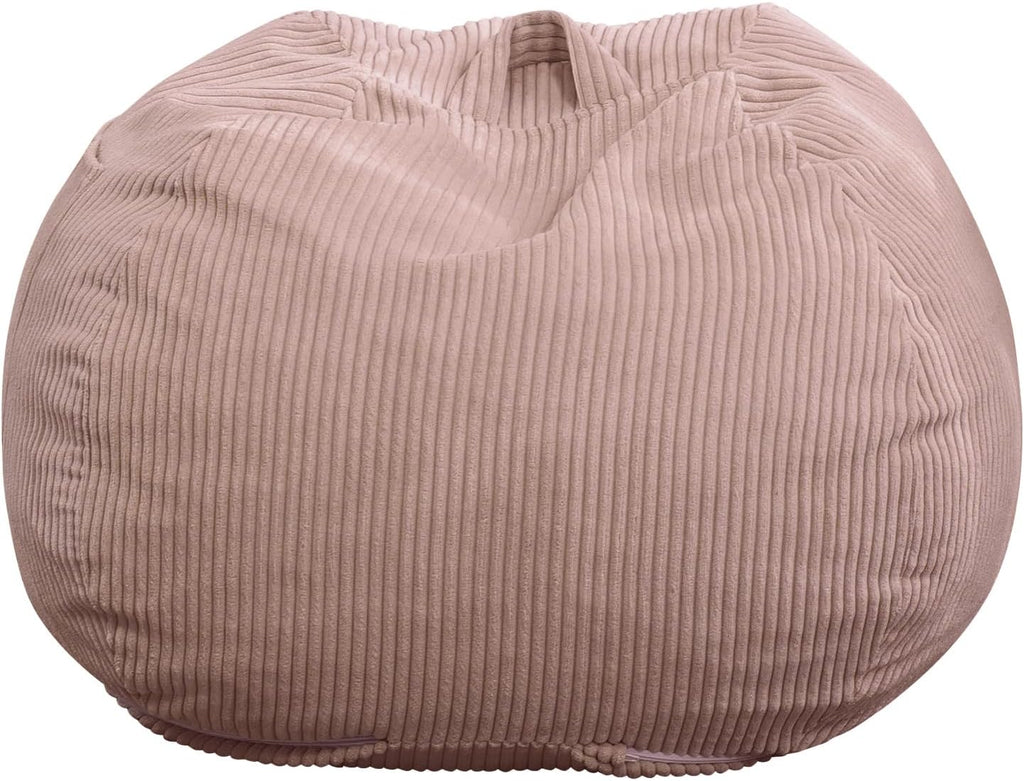 2.5FT Bean Bag Chair with Memory Foam Filling, Pink | Corduroy Fluffy Beanbag Chair for Kids and Teens, Comfy Floor Chair for Living Room Bedroom