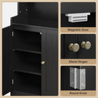 Gizoon Small Bathroom Storage Cabinet, Freestanding Organizer with 2 Doors, 2 Adjustable Shelves, 40" H Floor Pantry Cabinet for Dining Room, Kitchen, Living Room, Hallway, Black