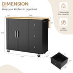 JY QAQA 40" Kitchen Island Cart Furniture cart on Wheels Rolling Portable Dining Room Serving Utility Carts Mobile Movable with Drawers Cabinet,Black