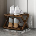 Skinny Shoe Rack, Shoe Rack Bamboo: 2 Tier Foldable Skinny Shoes Organizer, Extendable Narrow for Entryway, Closet, Brown