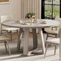 Garvee 47" Round Dining Table, Modern Dining Table | For 4-6 People, Modern Kitchen Dinner Table, Wood Cross Pedestal Base, For Living Room