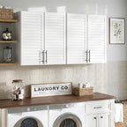 Furnaza 60" W Laundry Room Wall Cabinet with Shutter Style Doors, Wall Mounted Storage Cabinet with Adjustable Shelf, Upper Storage for Laundry Room, Bathroom, Kitchen,White