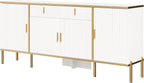 60" Modern Kitchen Buffet Cabinet, Buffets & Sideboard with Storage, Adjustable Shelves, Fluted Doors, Accent Cabinet with Drawers for Kitchen, Living Room, Hallway, White