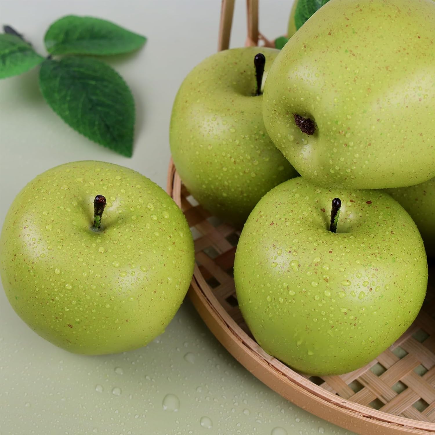 Gresorth 6pcs High Grade 7cm Size Fake Green Apple Decoration Artificial Realistic Fruit Simulation for Home Party Christmas Display