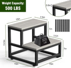 LIANTRAL Step Stool for Adults & Kids, Heavy Duty Wooden Stepping Stools, Bedside Foot Stool with 500lbs Load Capacity, Non-Slip 2 Step Stool for Bed, Kitchen, RV - Gray