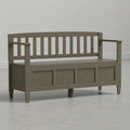 SIMPLIHOME Brooklyn Entryway Storage Bench - 48 inch Wide Solid Wood Storage Seat in Aged Grey, Contemporary Bench for Entryway or Living Room with Lift-Up Lid and Slatted Backrest