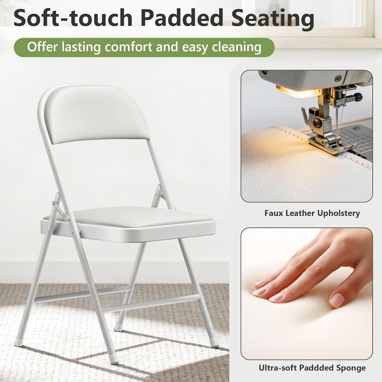 12 Pack Folding Chairs, PU Leather Folding Dining Chairs with Padded Cushion Seat & Back, Indoor Outdoor Folding Chair Set for Home Office, Parties, Events, Wedding, Extra Guest Seating