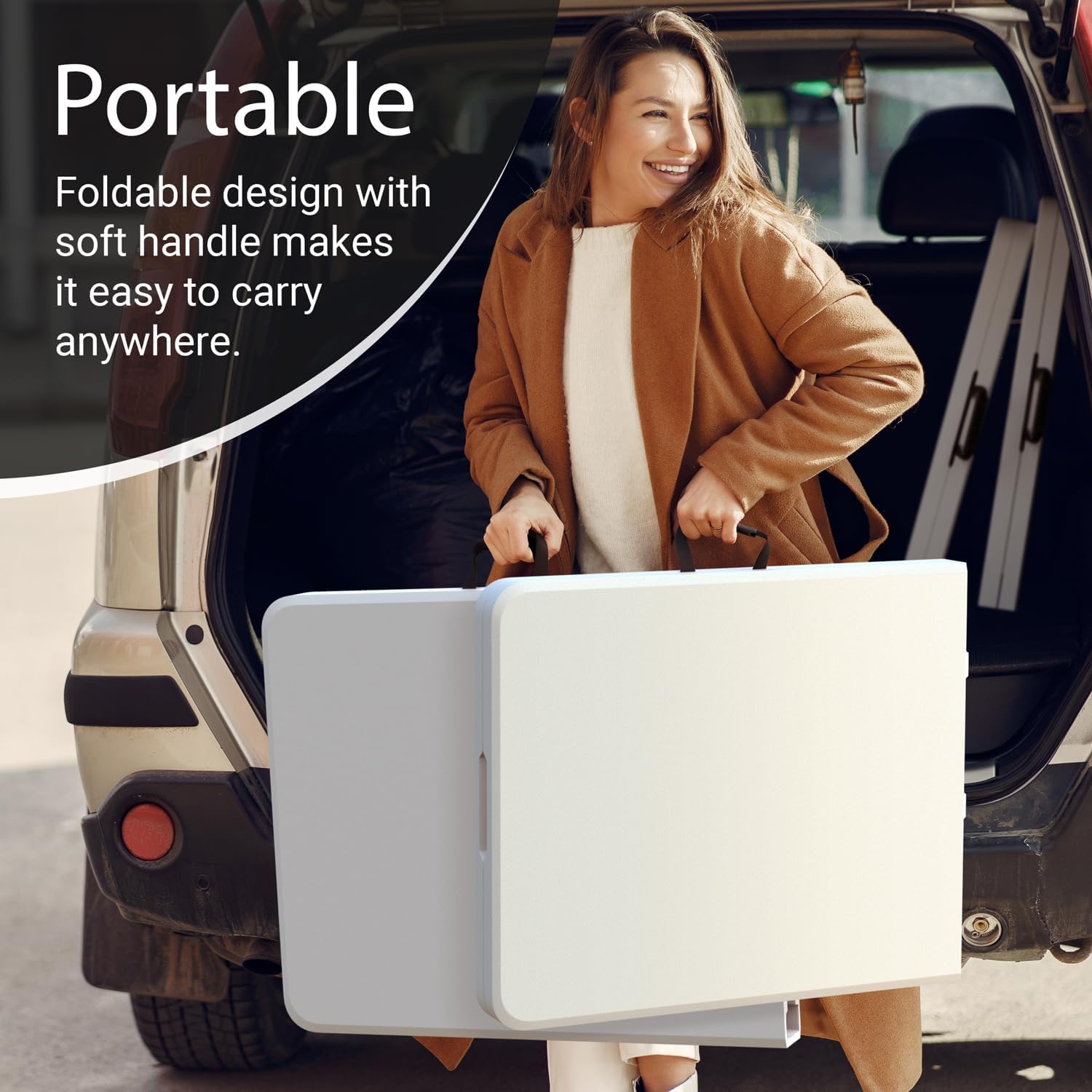 2 Pack of 6 Feet Foldable Table with Built in Handle & Steel Legs | Heavy Duty Portable | Perfect for Party, Dining, Wedding, Events, Picnic Indoor, Outdoor, Camping, Utility, Temporary